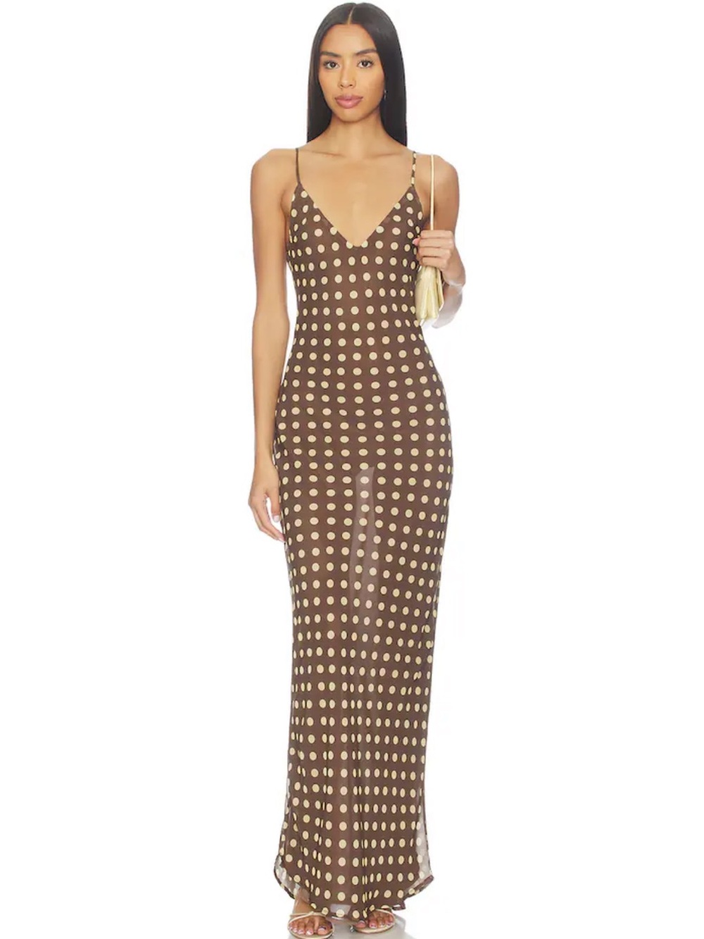 Bella Venice x REVOLVE Jordan Long Dress in Chocolate Brown & Yellow